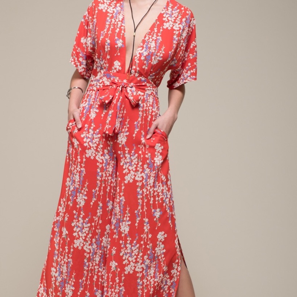 Floral v-neck romper